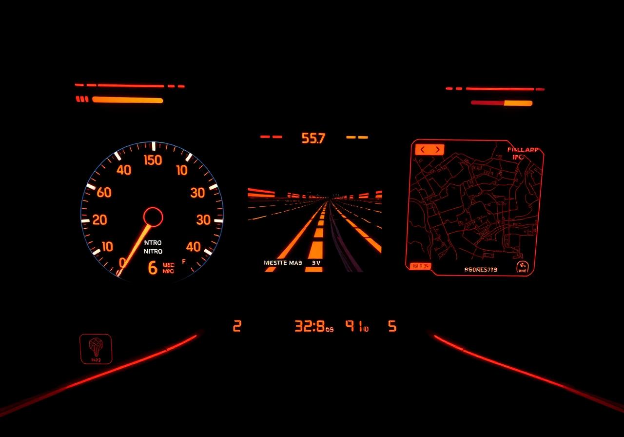 StreamerRacing in-game HUD showing speedometer, nitro bar, and minimap